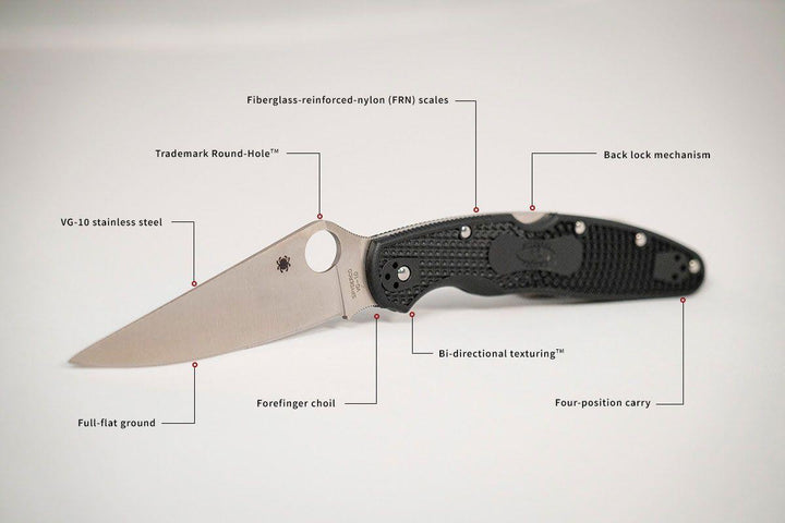 Spyderco Police Model 4 Lockback Black FRN Satin VG-10 - Knives.mx