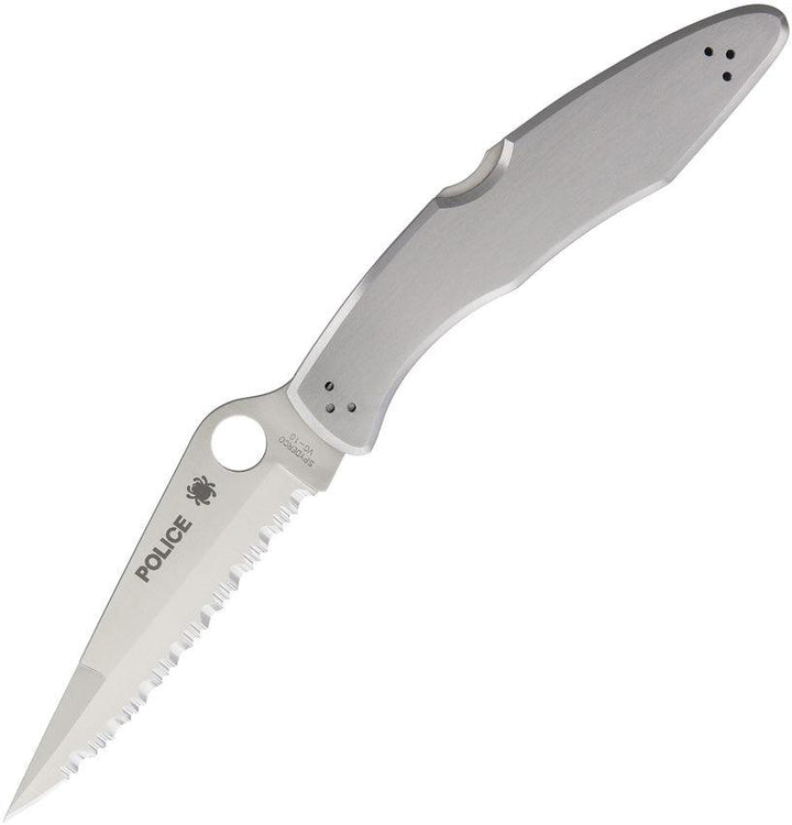 Spyderco Police Model Lockback 2Cr13 Stainless Handle Satin SpyderEdge VG-10 - Knives.mx