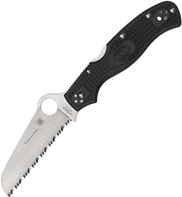 Spyderco Rescue 3 Lockback Black FRN Thin Blue Line Series Serrated VG-10 - Knives.mx