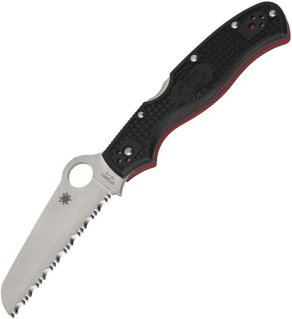 Spyderco Rescue 3 Lockback Black FRN Thin Red Line Series Serrated VG-10 - Knives.mx