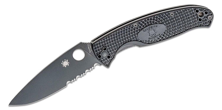 Spyderco Resilience Linerlock Black FRN Serrated Oxide Coated 8Cr13MoV - Knives.mx