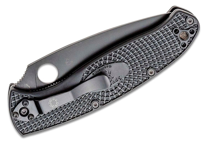 Spyderco Resilience Linerlock Black FRN Serrated Oxide Coated 8Cr13MoV - Knives.mx