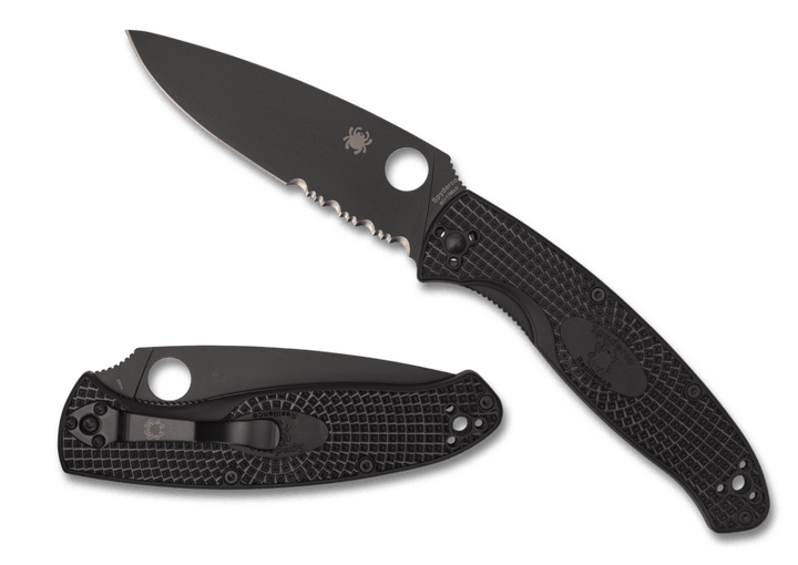 Spyderco Resilience Linerlock Black FRN Serrated Oxide Coated 8Cr13MoV - Knives.mx