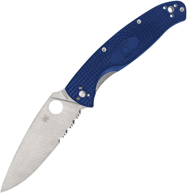Spyderco Resilience Linerlock Blue FRN Satin Serrated CPM S35VN - Knives.mx