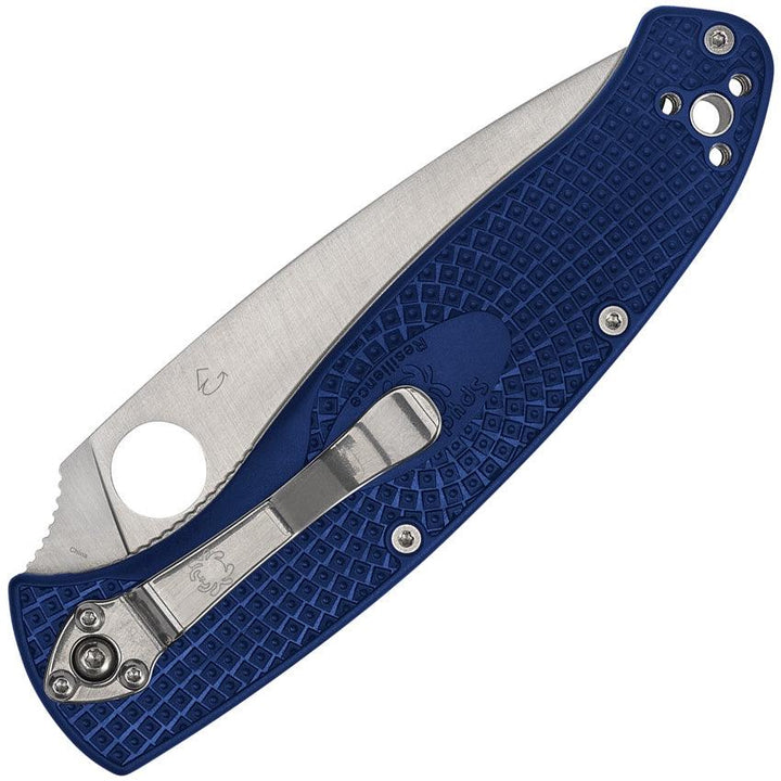 Spyderco Resilience Linerlock Blue FRN Satin Serrated CPM S35VN - Knives.mx