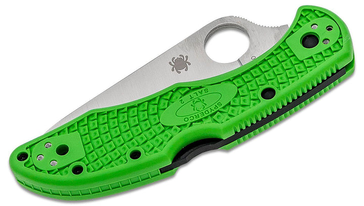 Spyderco Salt 2 Lockback Green FRN Satin PlainEdge LC200N - Knives.mx