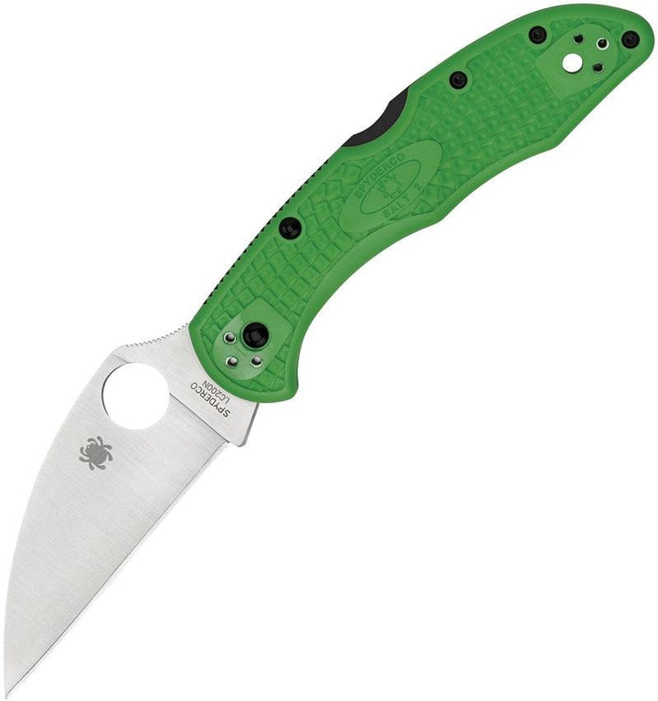 Spyderco Salt 2 Lockback Green FRN Satin Wharncliffe PlainEdge LC200N - Knives.mx