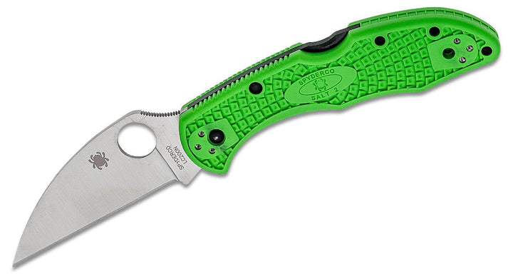 Spyderco Salt 2 Lockback Green FRN Satin Wharncliffe PlainEdge LC200N - Knives.mx