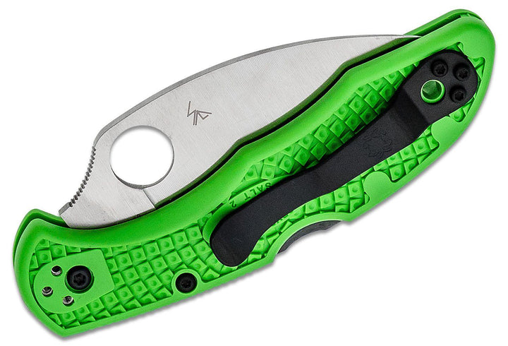Spyderco Salt 2 Lockback Green FRN Satin Wharncliffe PlainEdge LC200N - Knives.mx