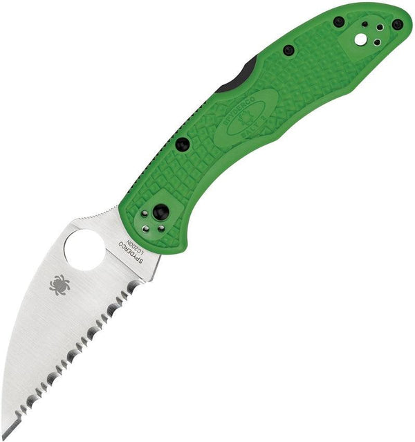 Spyderco Salt 2 Lockback Green FRN Satin Wharncliffe SpyderEdge LC200N - Knives.mx