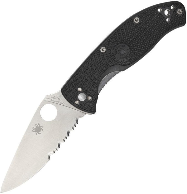 Spyderco Tenacious Linerlock Black FRN Serrated 8Cr13MoV - Knives.mx