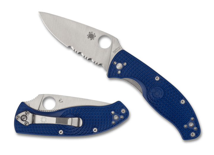 Spyderco Tenacious Linerlock Blue FRN Serrated CPM S35VN - Knives.mx