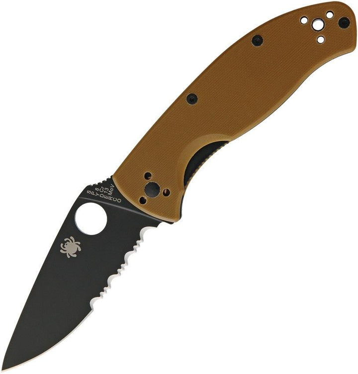 Spyderco Tenacious Linerlock Brown G10 Serrated 8Cr13MoV - Knives.mx