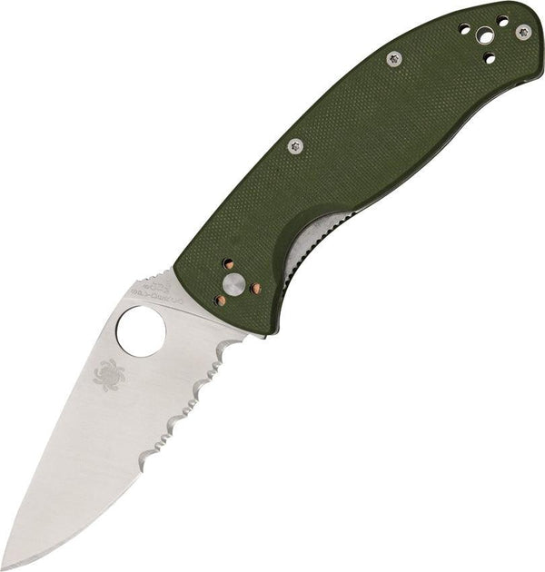 Spyderco Tenacious Linerlock Green G10 Serrated 8Cr13MoV - Knives.mx