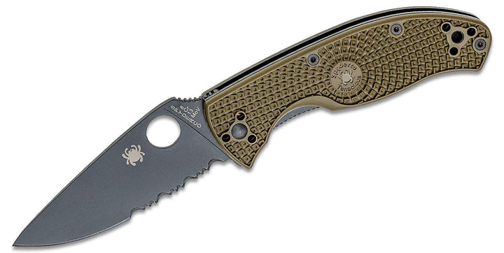 Spyderco Tenacious LWT Black Bld OD Green FRN Serrated - Knives.mx