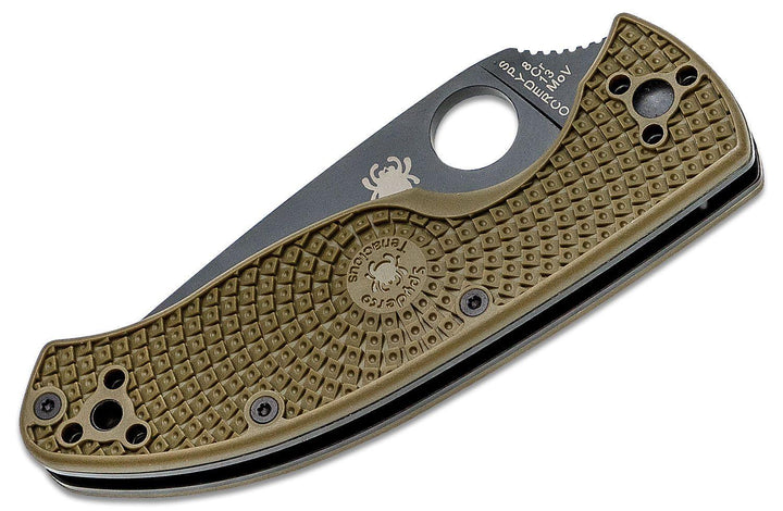 Spyderco Tenacious LWT Black Bld OD Green FRN Serrated - Knives.mx