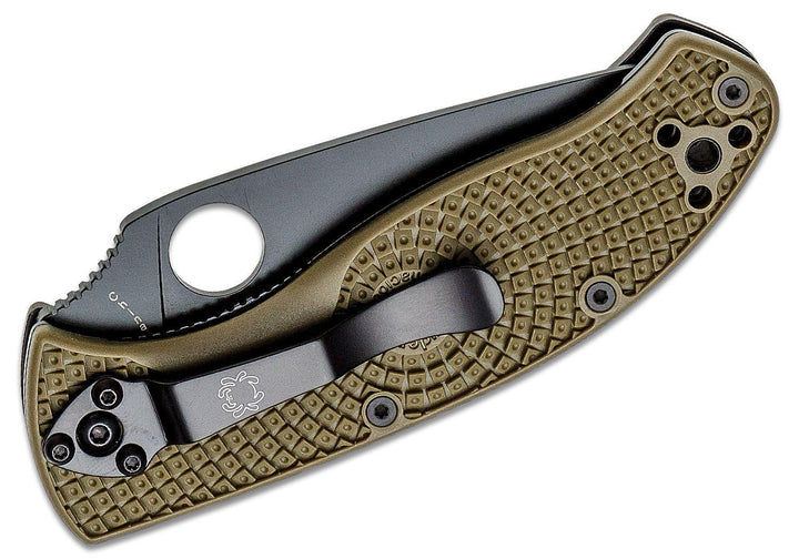Spyderco Tenacious LWT Black Bld OD Green FRN Serrated - Knives.mx