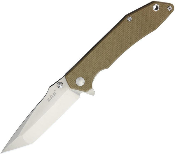 SRM Knives 9002-GV Framelock Tan G10 Satin Stainless Tanto Blade - Knives.mx