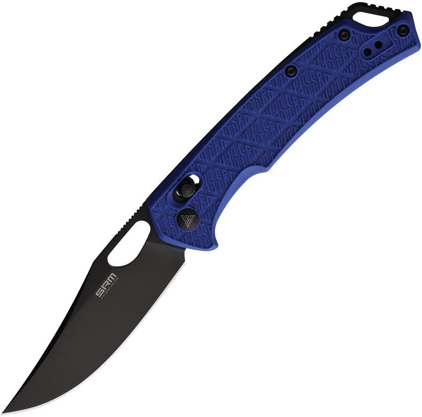 SRM Knives 9201 Ambi Lock Blue Textured FRN Clip Point Black 8Cr13MoV - Knives.mx
