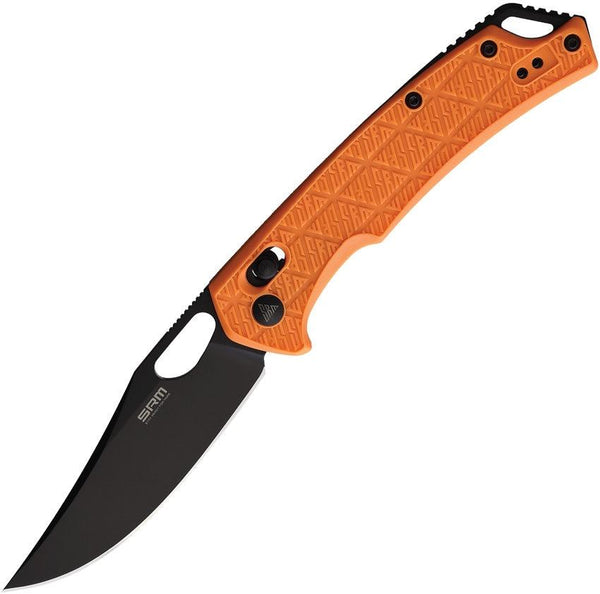 SRM Knives 9201 Ambi Lock Orange Textured FRN Clip Point Black 8Cr13MoV - Knives.mx