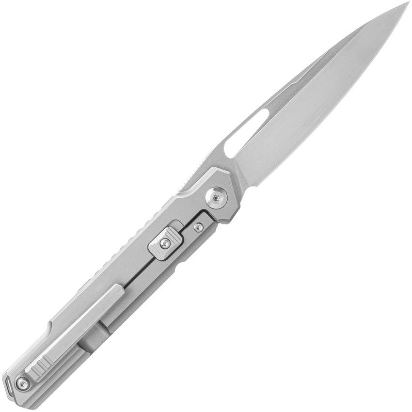 SRM Knives Framelock Gray Titanium w Tan G10 Inlay Bead Blast Bohler N690 - Knives.mx