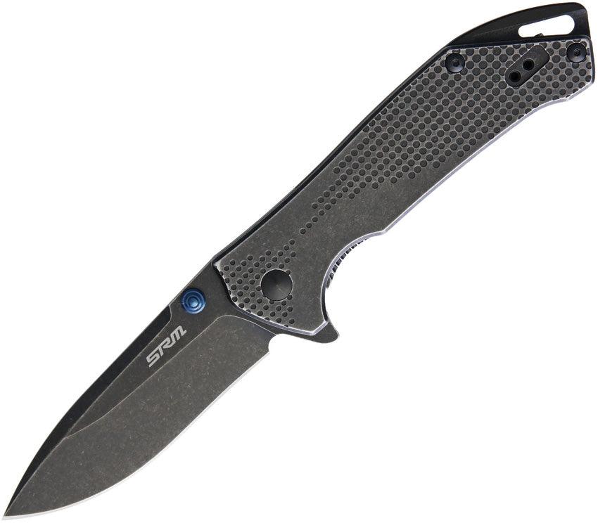 SRM Knives SRM 9015-SB Framelock Black Stonewash Black stonewash 12C27 Sandvik - Knives.mx