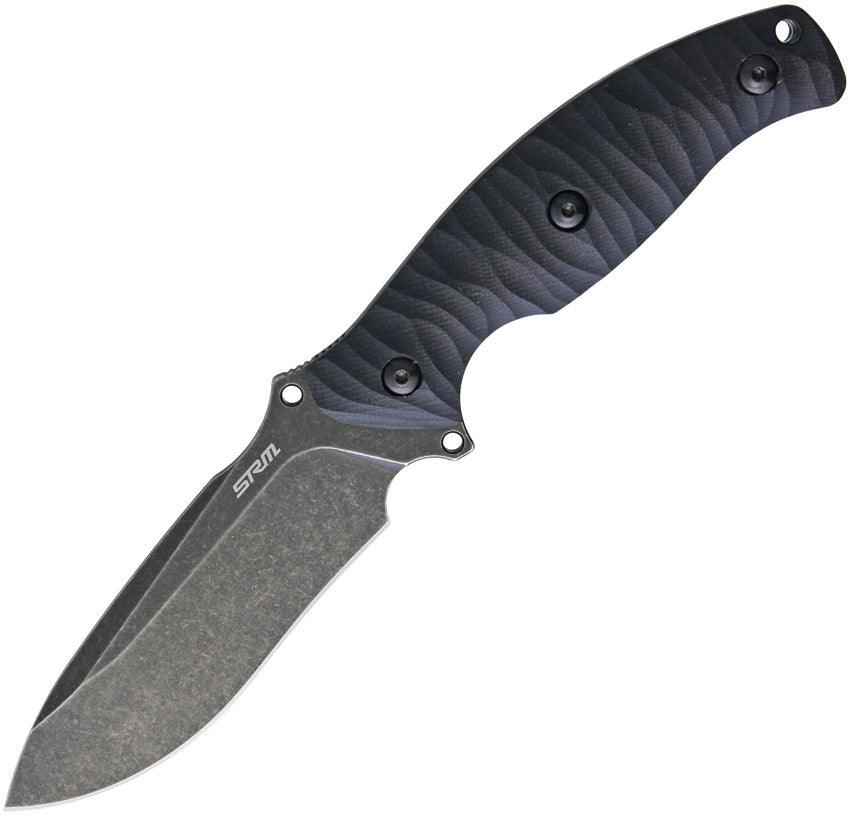 SRM Knives SRM S745-GB Fixed Blade Black Sculpted G10 Black Stonewash 14C28N - Knives.mx