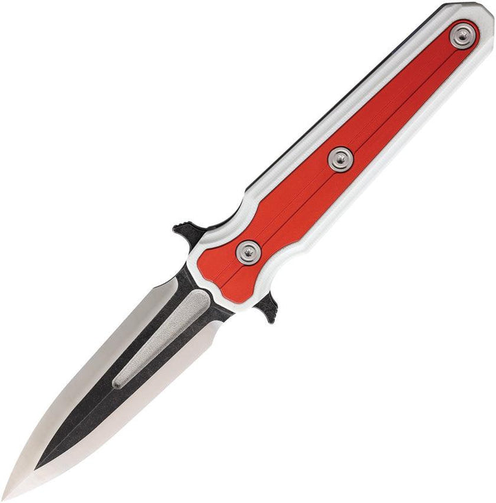 Stedemon DongShan Linerlock White G10 w Red Aluminum Two Tone 440C - Knives.mx