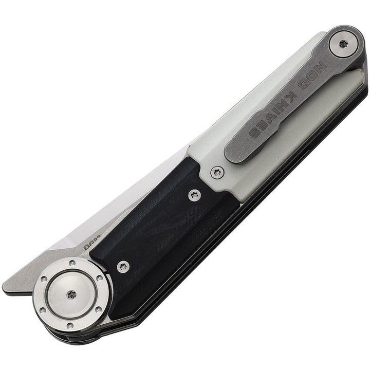 Stedemon NOC DG23 Linerlock Black and white G10 Two Tone Tanto 440C - Knives.mx