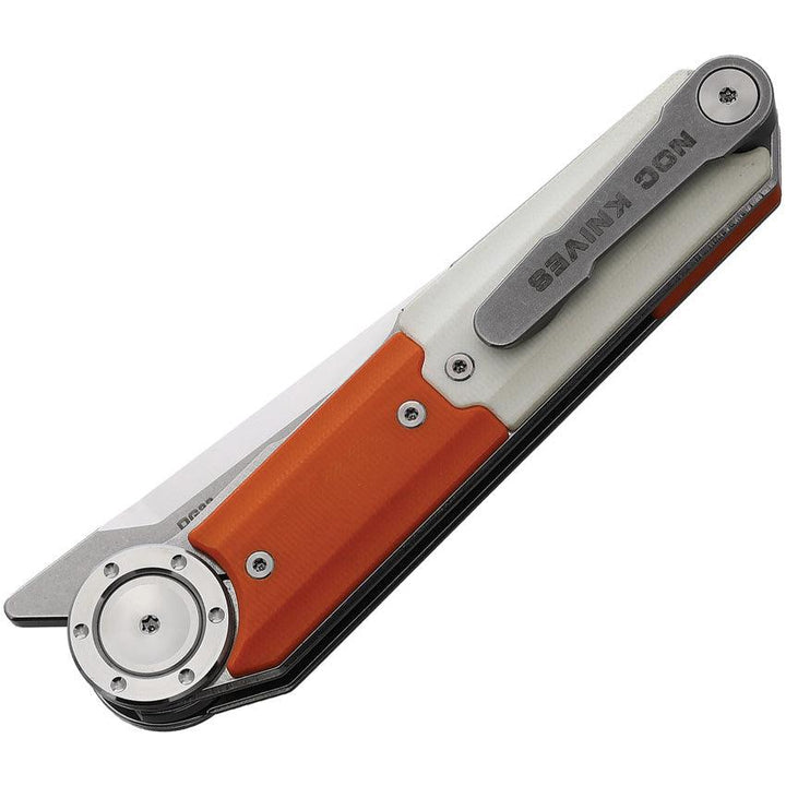 Stedemon NOC DG23 Linerlock Orange and white G10 Two Tone Tanto 440C - Knives.mx