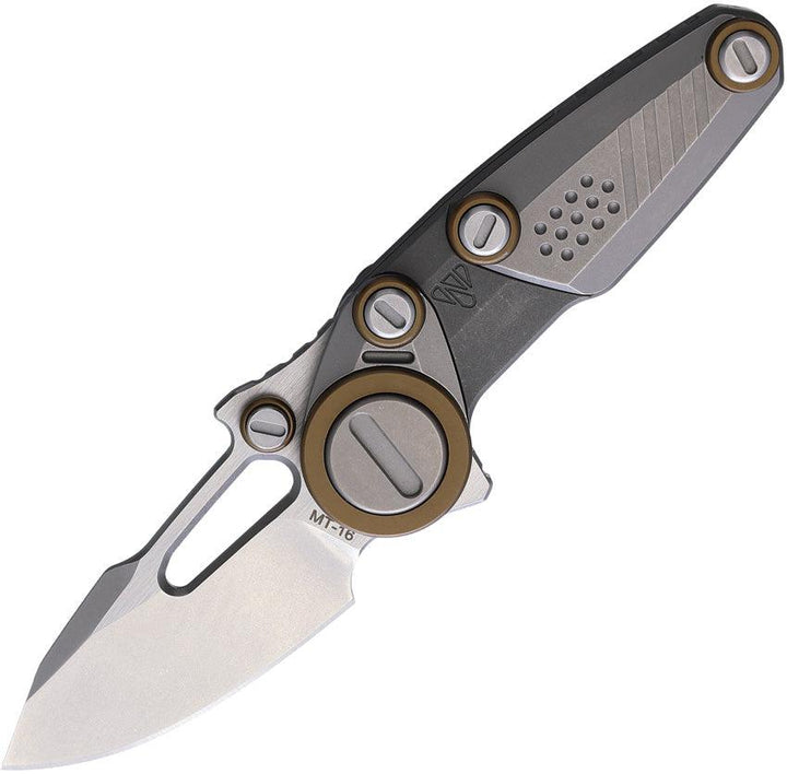 Stedemon NOC MT16 Framelock Black Tumbled Titanium Stonewash Bohler M390 - Knives.mx