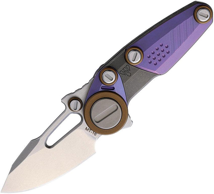 Stedemon NOC MT16 Framelock Purple Tumbled Titanium Stonewash Bohler M390 - Knives.mx