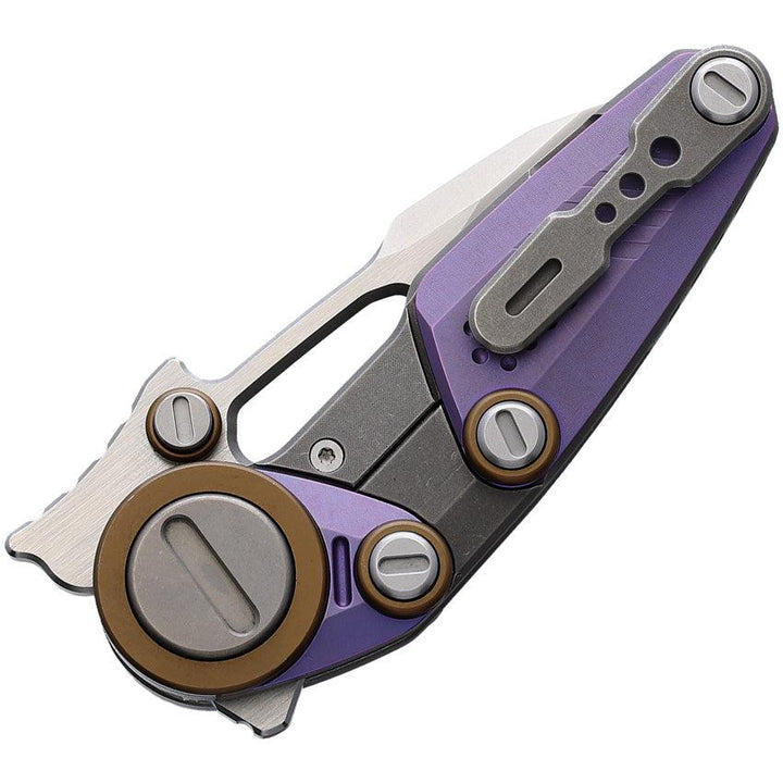 Stedemon NOC MT16 Framelock Purple Tumbled Titanium Stonewash Bohler M390 - Knives.mx