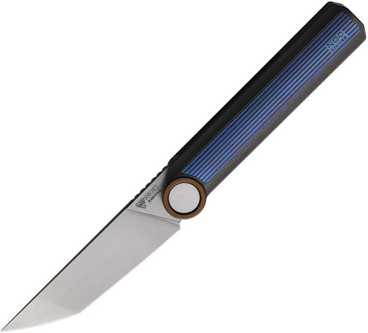 Stedemon NOC MT20 Framelock Blue & Gray Titanium Stonewash Tanto Bohler M390 - Knives.mx