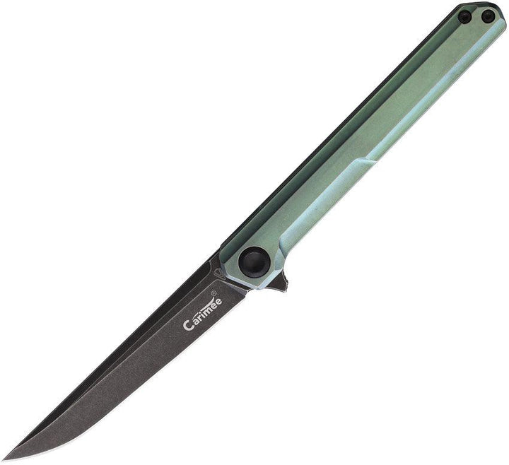 Stedemon TS06 Framelock Green Tumbled Titanium Black Stonewash D2 - Knives.mx