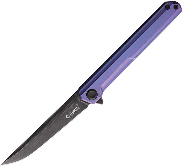 Stedemon TS06 Framelock Purple Tumbled Titanium Black Stonewash D2 - Knives.mx