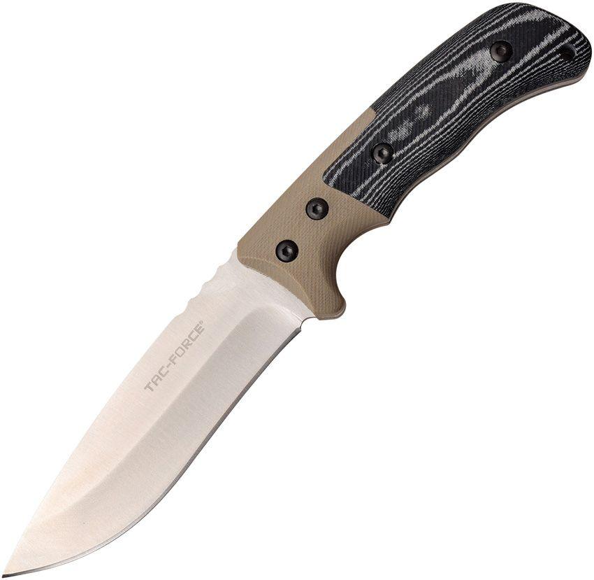Tac Force Fixed Blade Black & Tan Canvas Micarta Satin 3Cr13 Stainless - Knives.mx