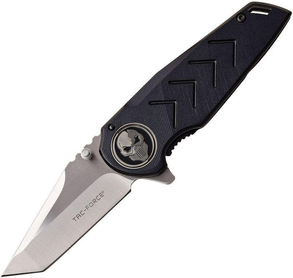 Tac Force Framelock Black Anodized Aluminum Satin Tanto 3Cr13 - Knives.mx