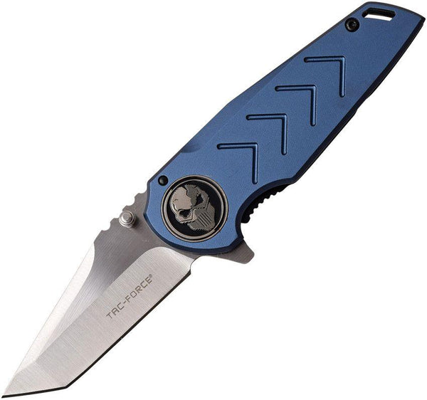 Tac Force Framelock Blue Anodized Aluminum Satin Tanto 3Cr13 - Knives.mx