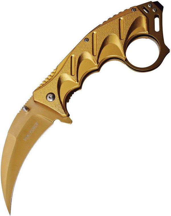 Tac Force Karambit Linerlock A/O Orange & Gold TiNi Coated 3Cr13 Stainless - Knives.mx