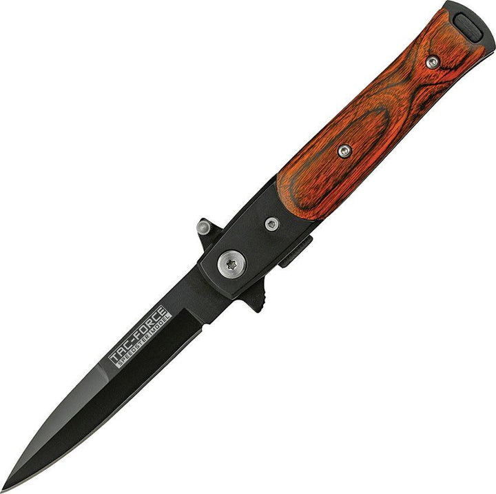 Tac Force Lil Milano A/O Linerlock Brown Wood Stiletto Stainless Blade - Knives.mx