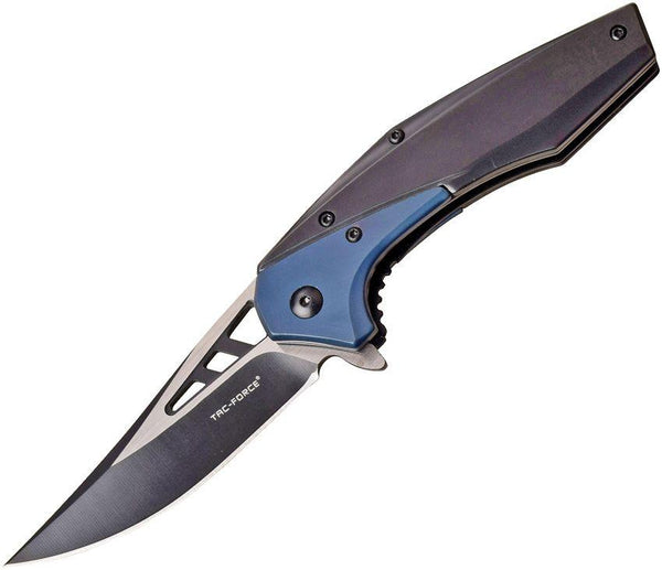 Tac Force Linerlock A/O Black & Blue TiNi Stainless Two Tone 3Cr13 - Knives.mx