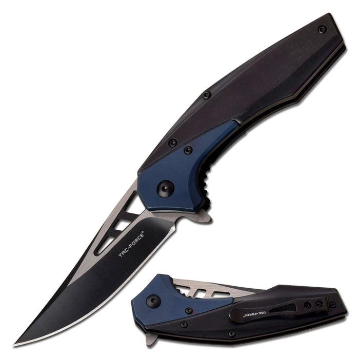 Tac Force Linerlock A/O Black & Blue TiNi Stainless Two Tone 3Cr13 - Knives.mx