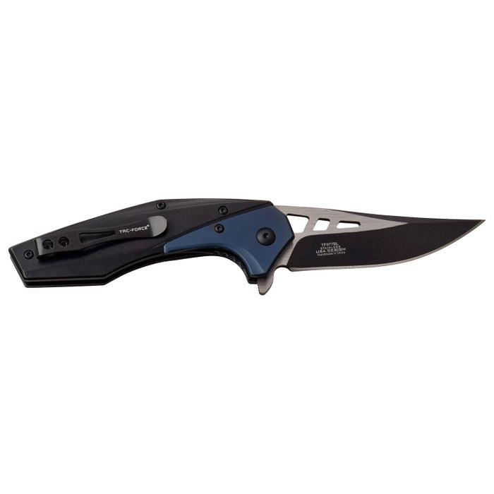 Tac Force Linerlock A/O Black & Blue TiNi Stainless Two Tone 3Cr13 - Knives.mx