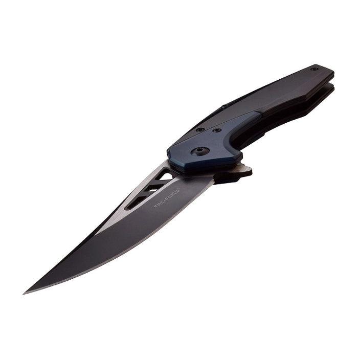 Tac Force Linerlock A/O Black & Blue TiNi Stainless Two Tone 3Cr13 - Knives.mx