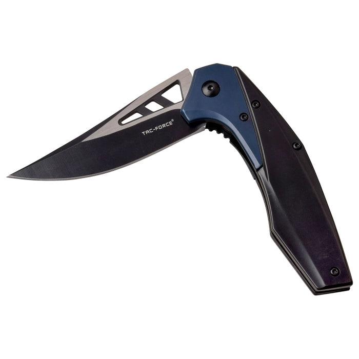 Tac Force Linerlock A/O Black & Blue TiNi Stainless Two Tone 3Cr13 - Knives.mx