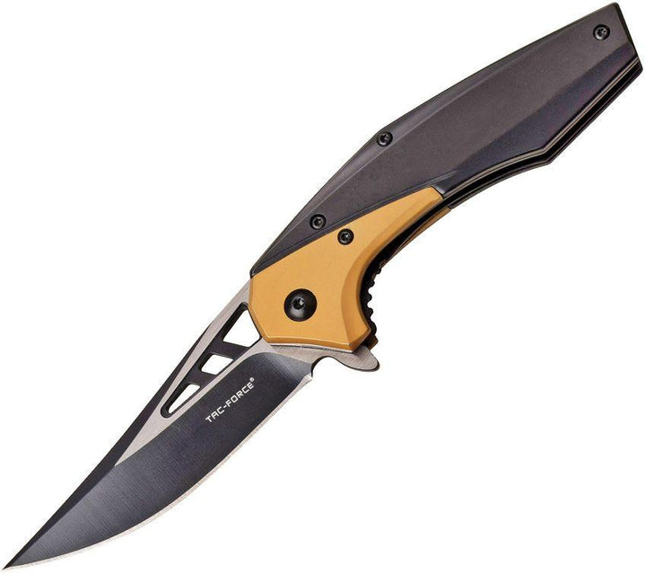 Tac Force Linerlock A/O Black & Gold TiNi Stainless Two Tone 3Cr13 - Knives.mx