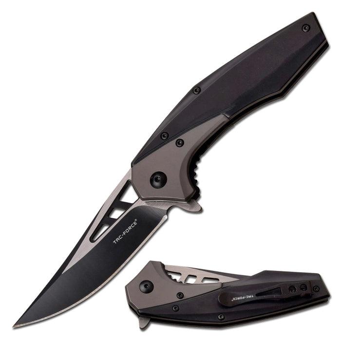 Tac Force Linerlock A/O Black & Gray TiNi Stainless Two Tone 3Cr13 - Knives.mx