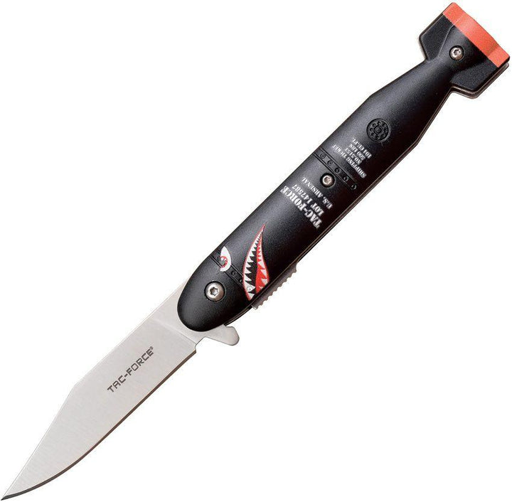 Tac Force Linerlock A/O Black & Orange Aluminum Satin 3Cr1 Clip Point Stainless Blade - Knives.mx