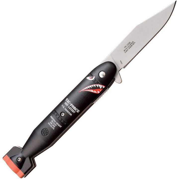 Tac Force Linerlock A/O Black & Orange Aluminum Satin 3Cr1 Clip Point Stainless Blade - Knives.mx